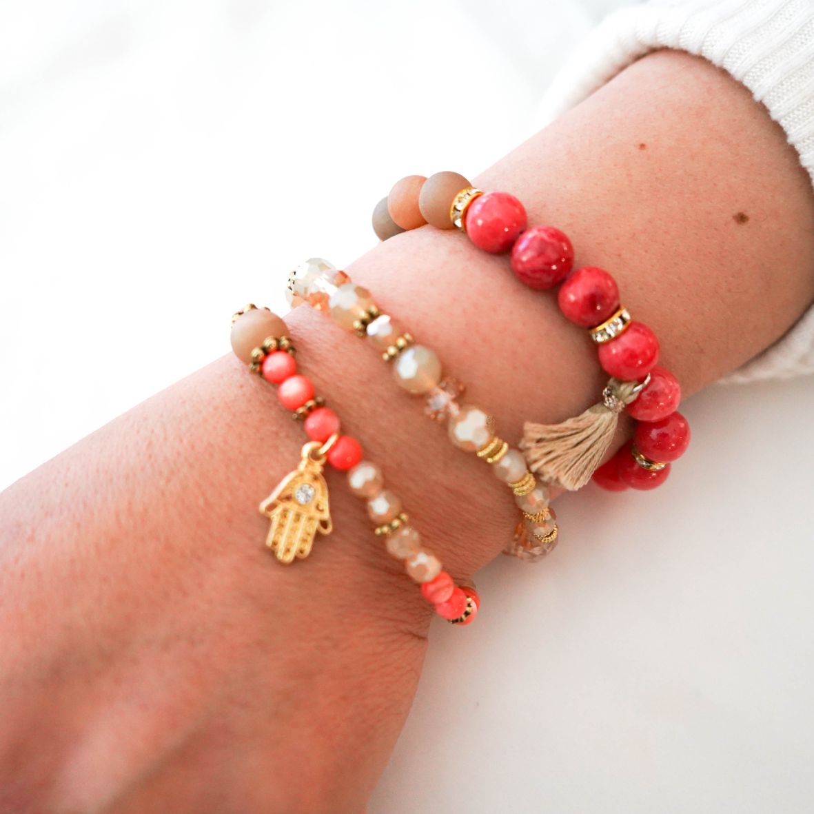 Golden Era Stretched Beaded Bracelet Stack