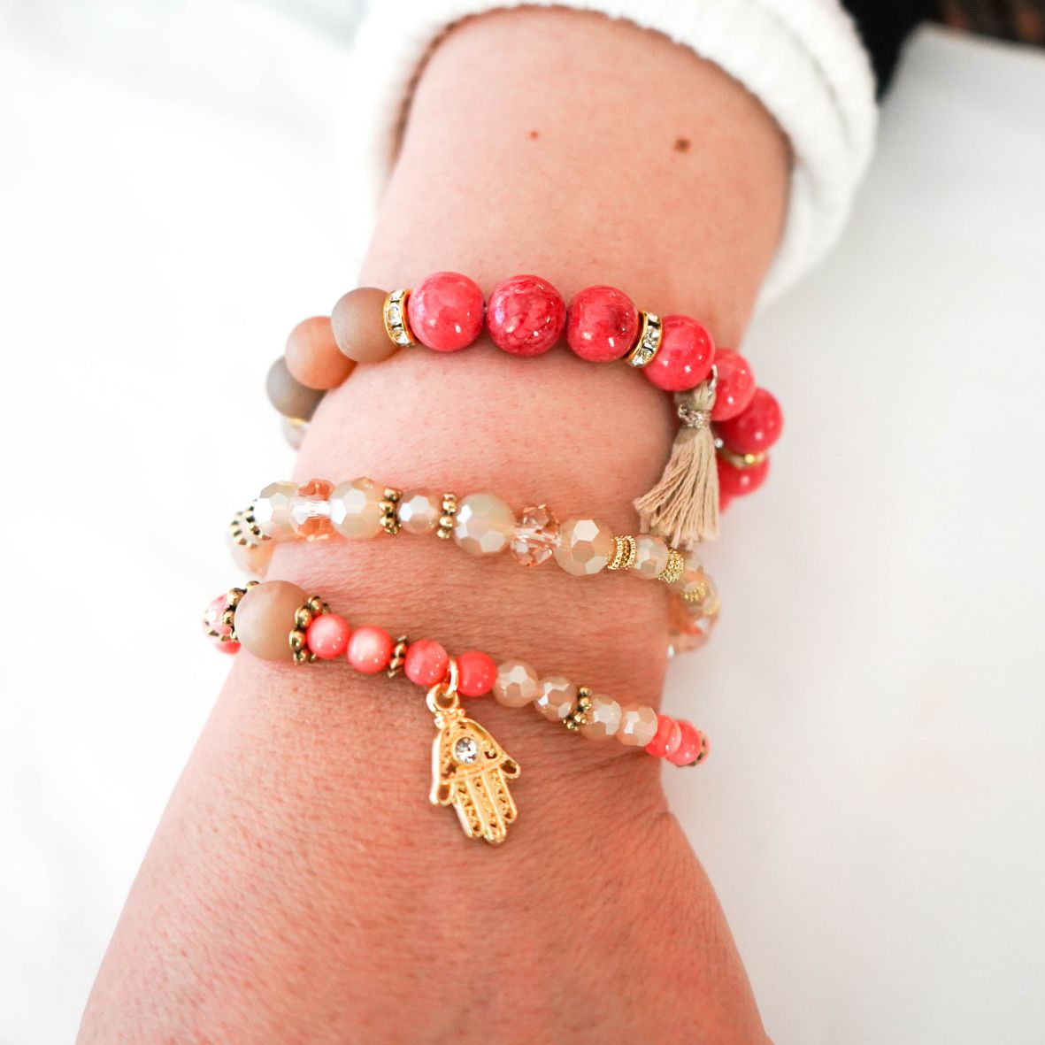 Golden Era Stretched Beaded Bracelet Stack