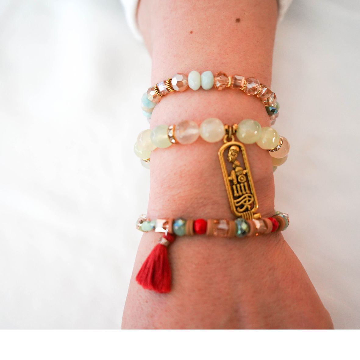 Golden Era Stretched Beaded Bracelet Stack