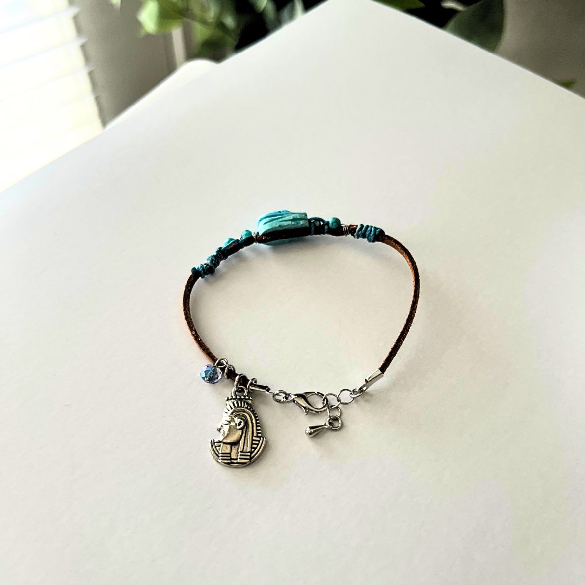 Scarab Beetle Suede Bracelet