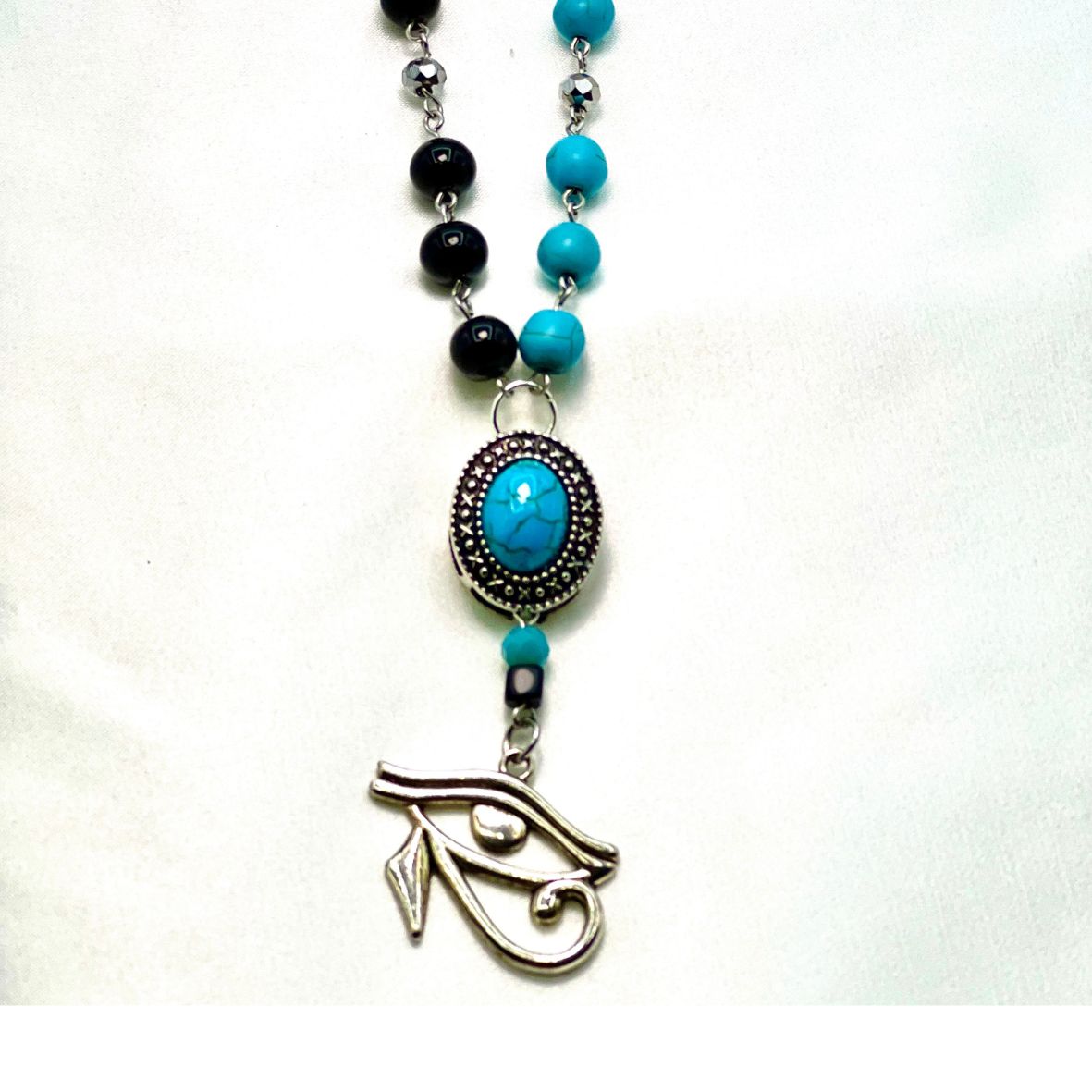 Black Onyx and Turquoise Chain Necklace