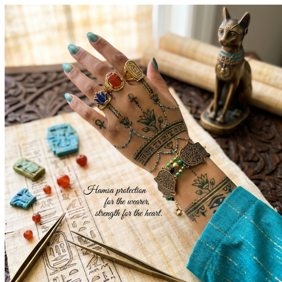 Brass Egyptian Hamsa Bracelet