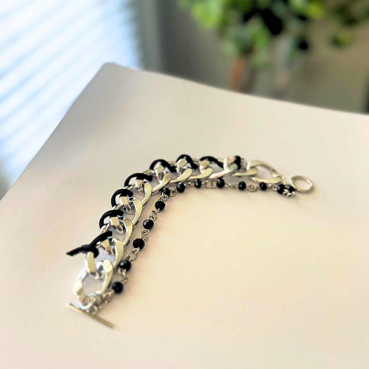 Curb Chain Suede Bracelet