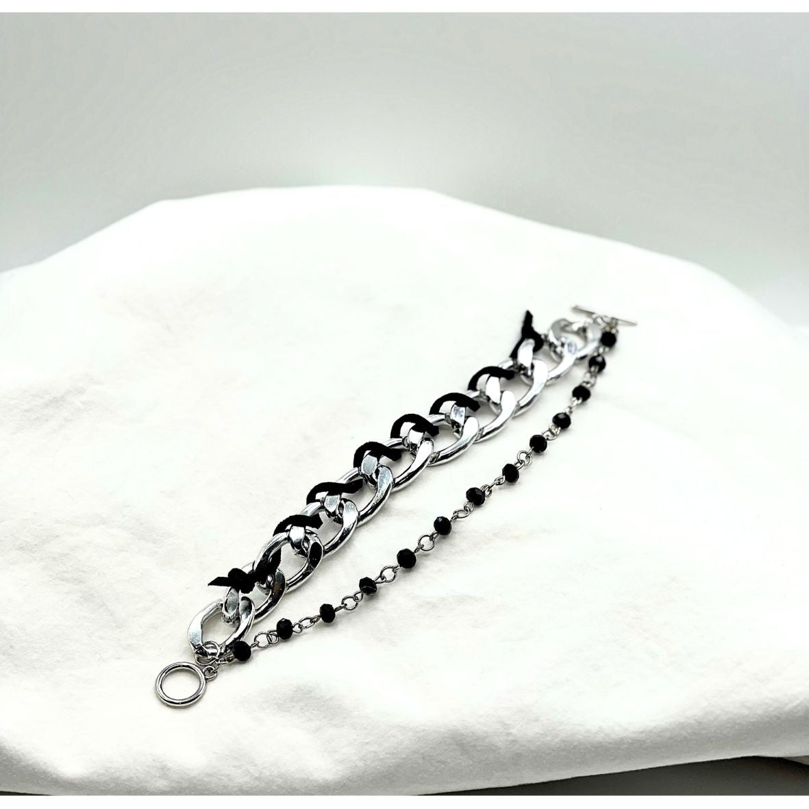 Curb Chain Suede Bracelet
