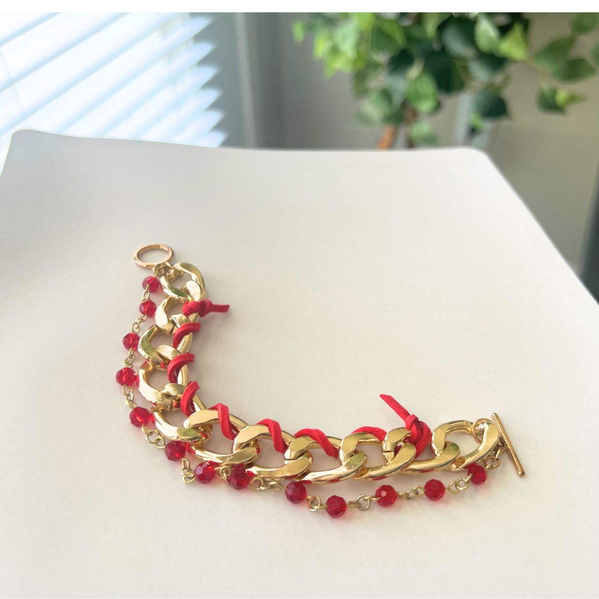 Curb Chain Suede Bracelet