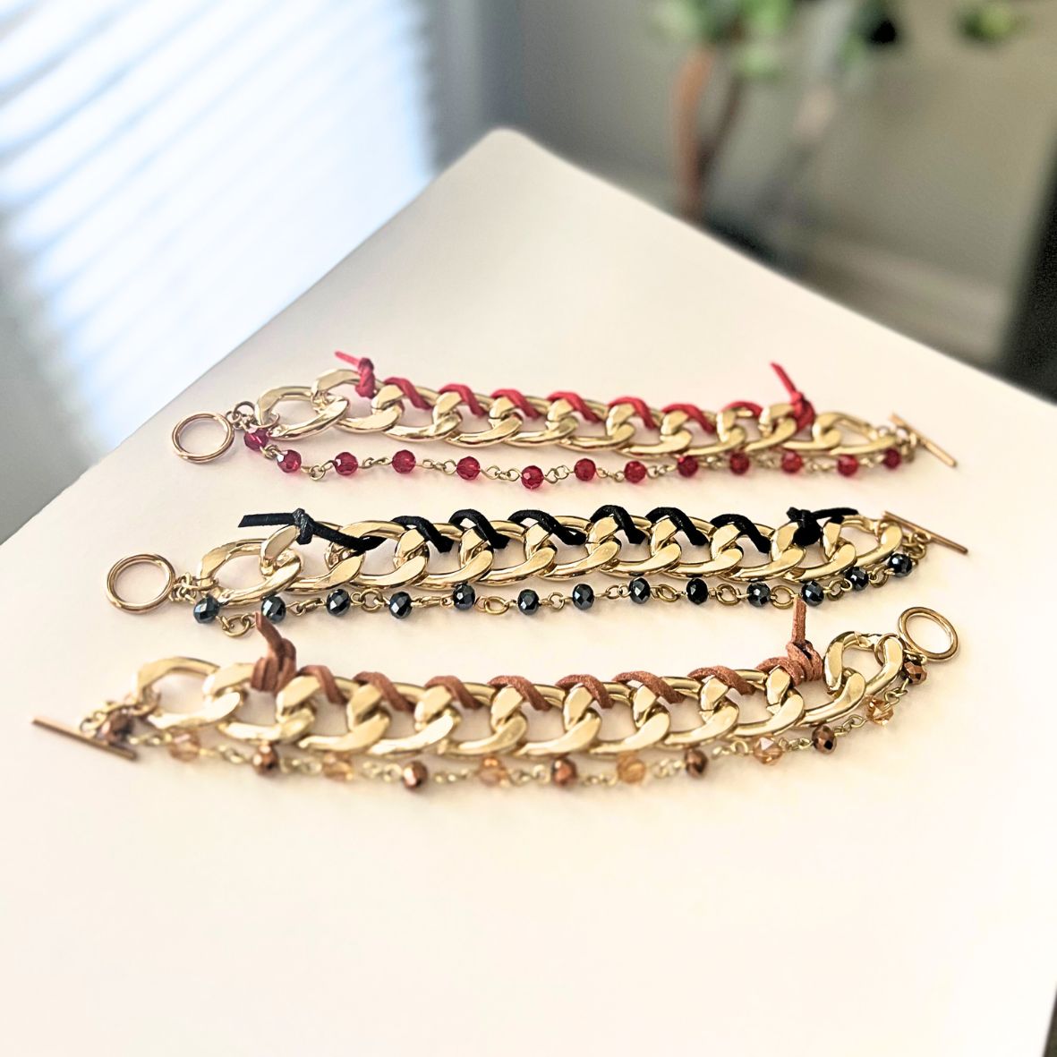 Curb Chain Suede Bracelet