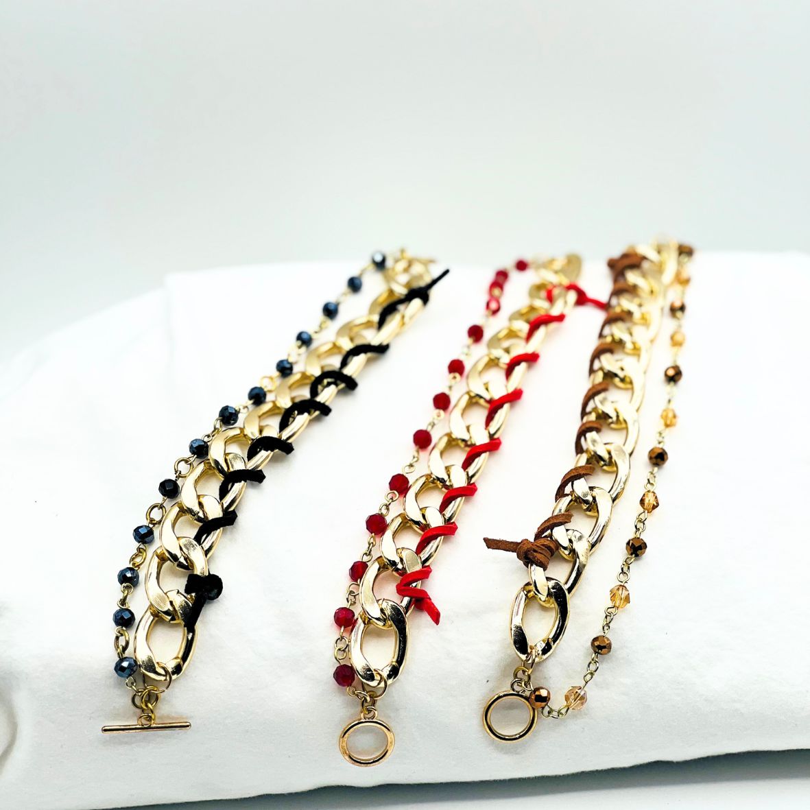 Curb Chain Suede Bracelet