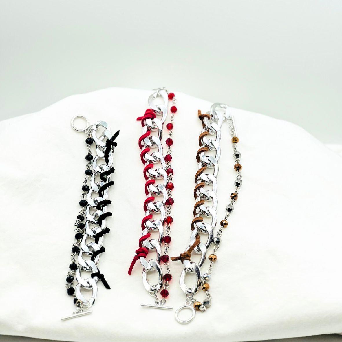 Curb Chain Suede Bracelet