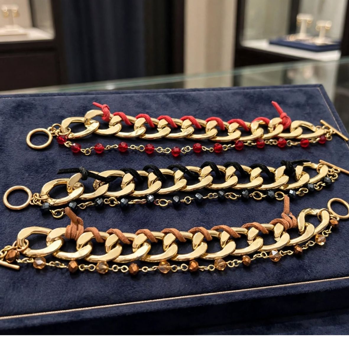 Curb Chain Suede Bracelet