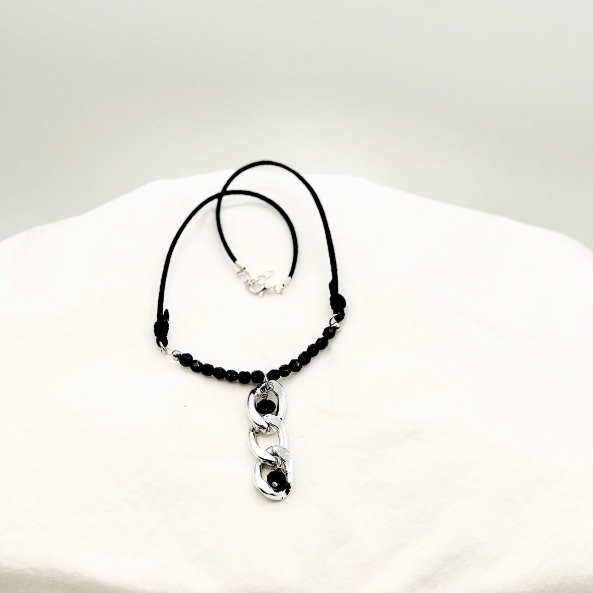 Curb Chain Suede Necklace