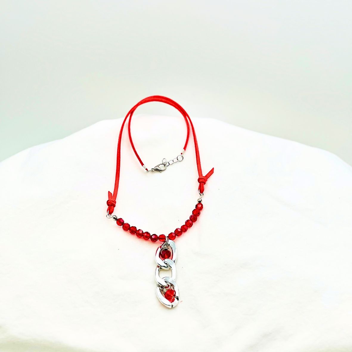 Curb Chain Suede Necklace