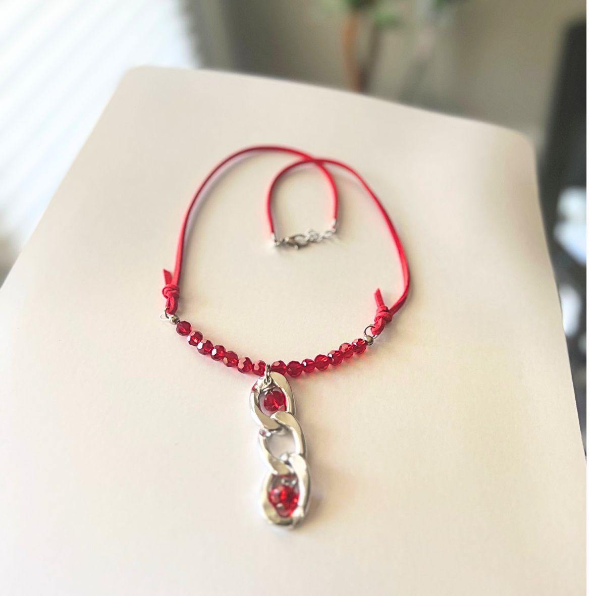 Curb Chain Suede Necklace