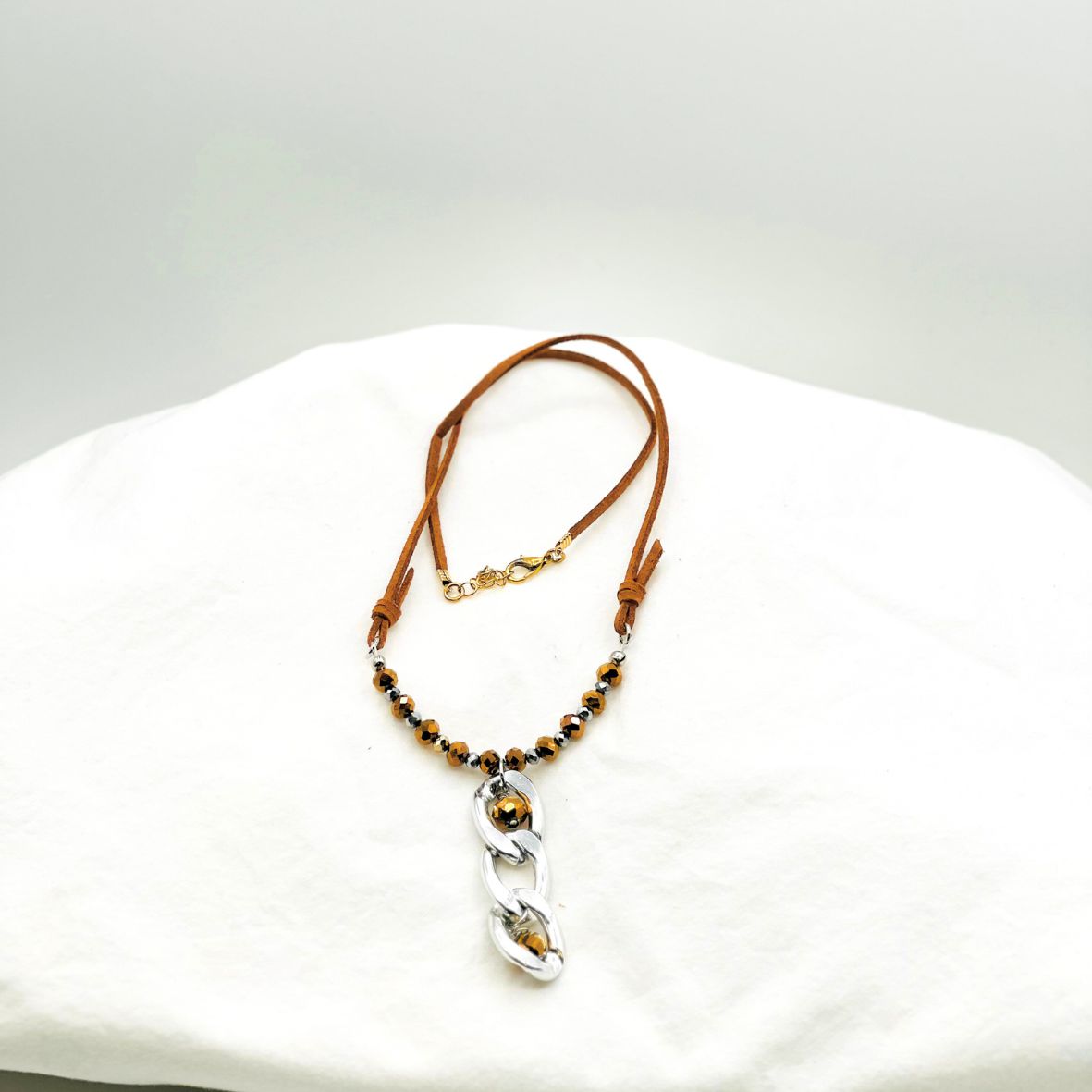 Curb Chain Suede Necklace