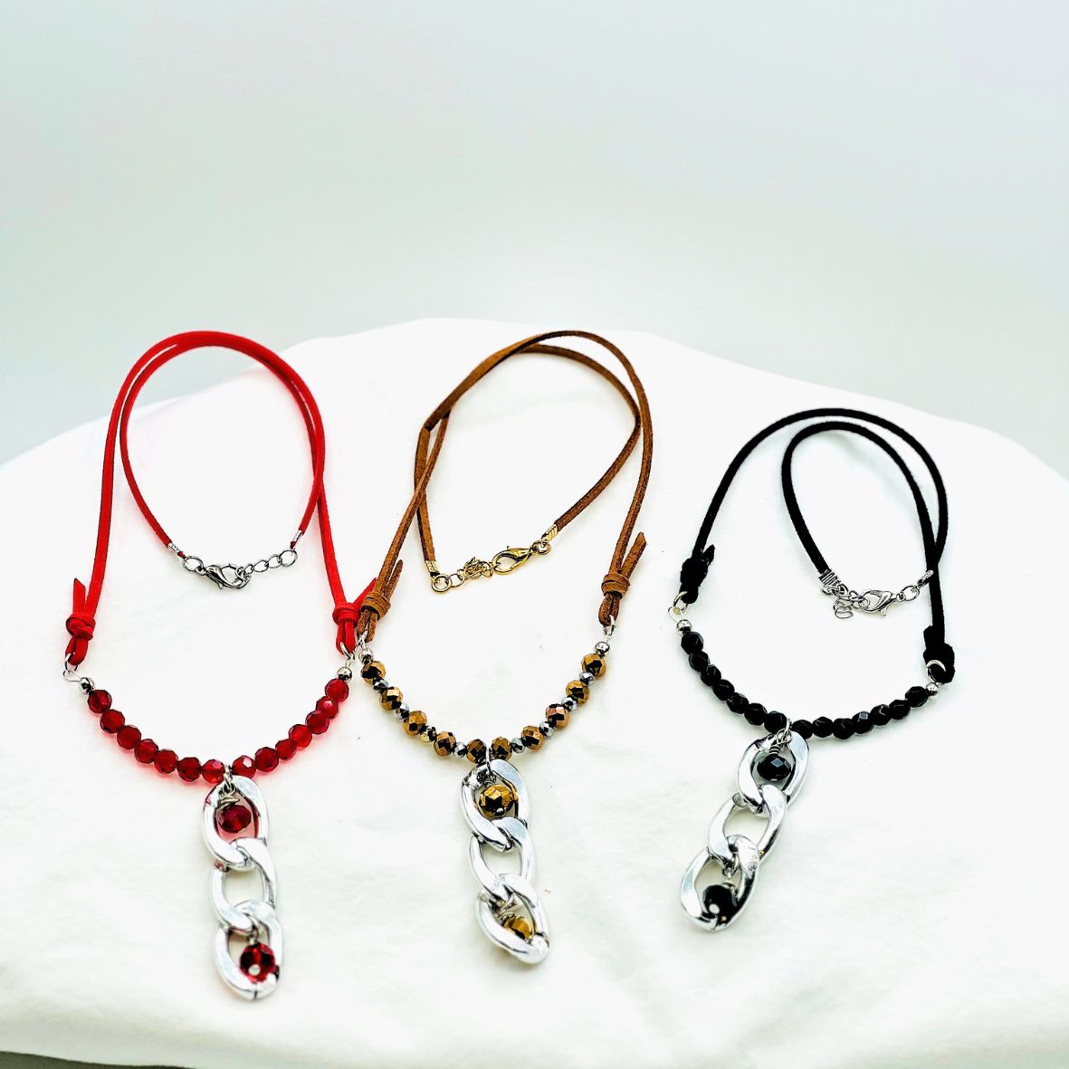 Curb Chain Suede Necklace