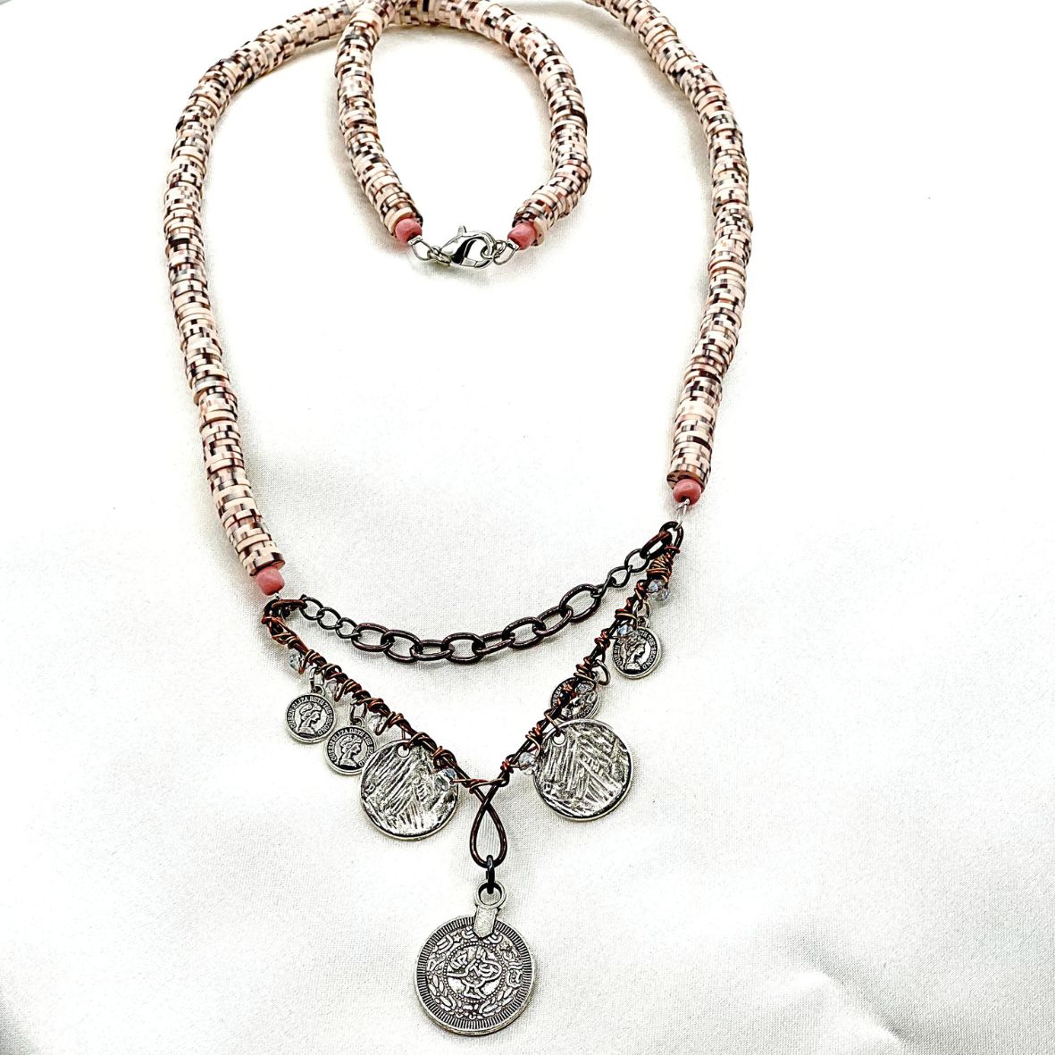 Bohemian Coin Heishi Necklace