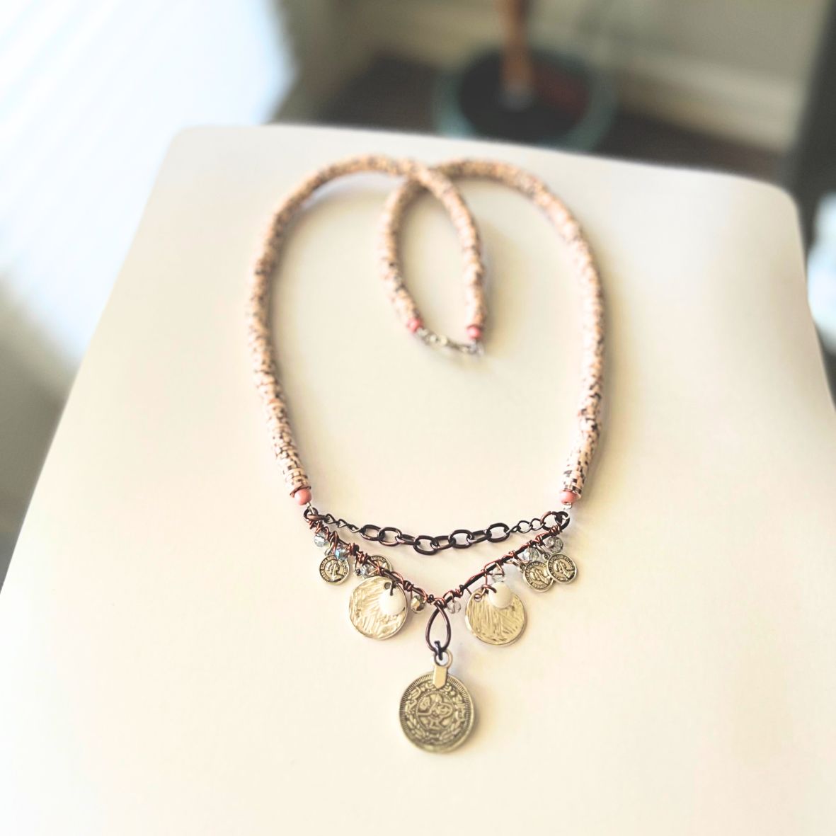 Bohemian Coin Heishi Necklace