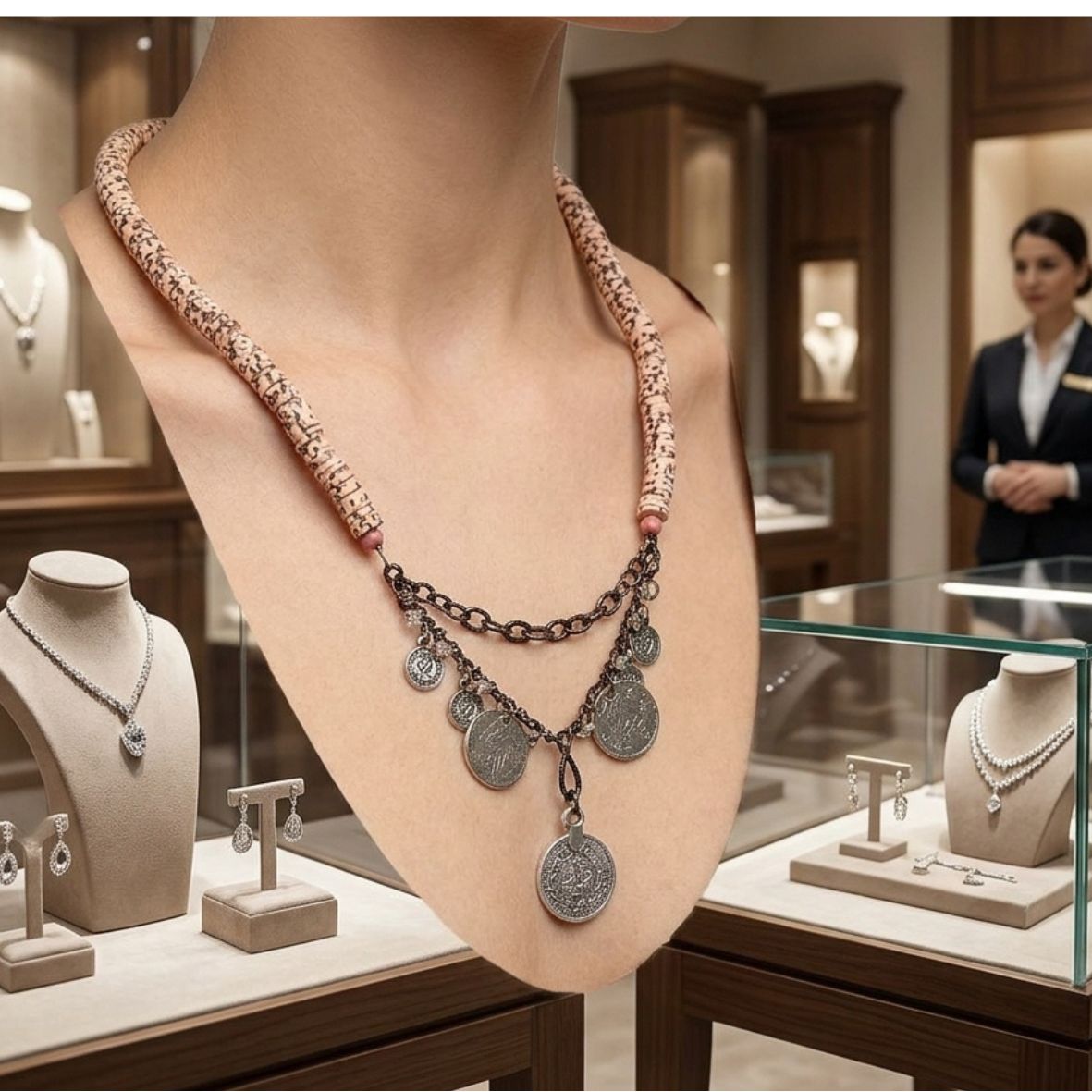 Bohemian Coin Heishi Necklace