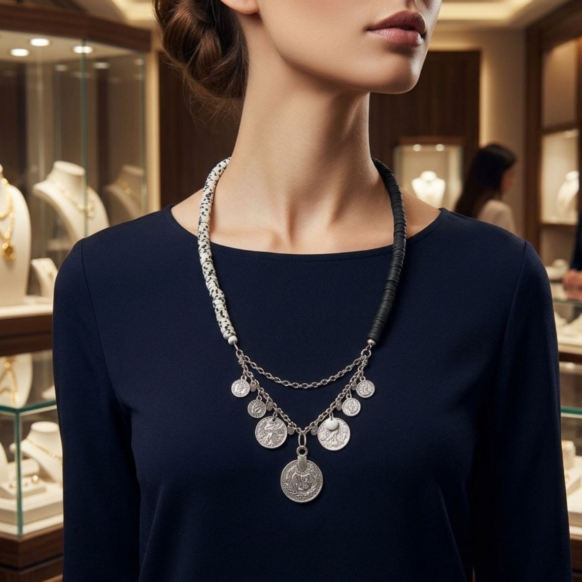 Bohemian Coin Heishi Necklace