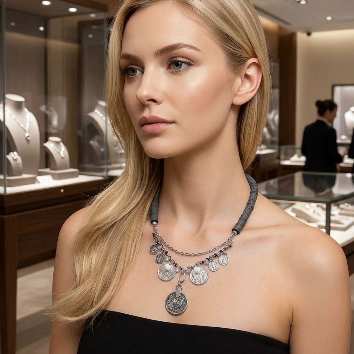 Bohemian Coin Heishi Necklace