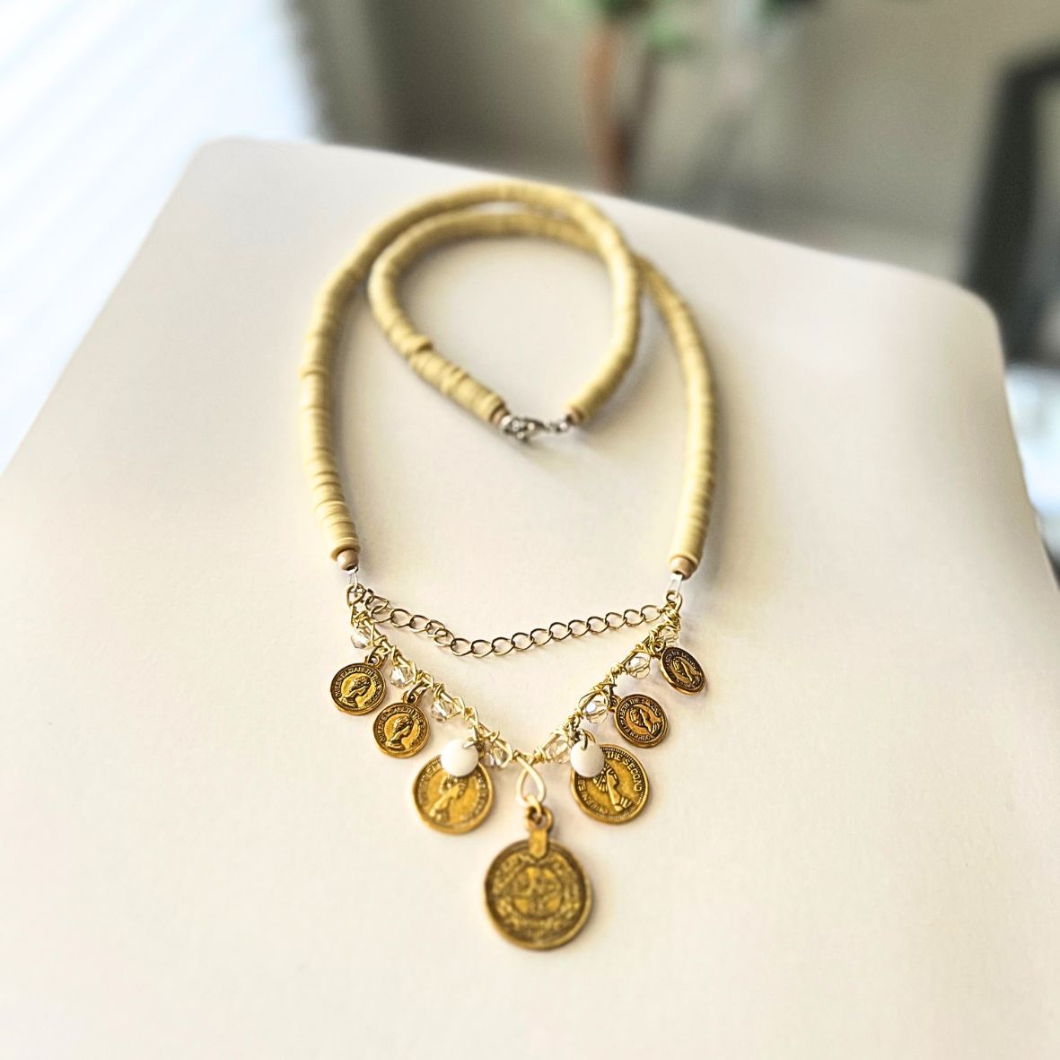 Bohemian Coin Heishi Necklace