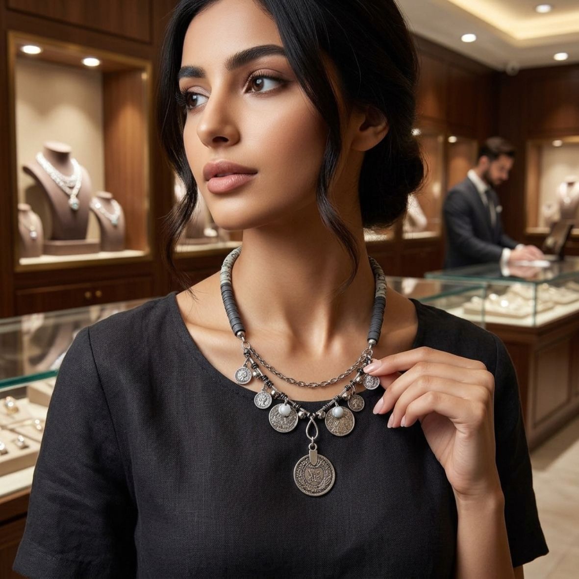 Bohemian Coin Heishi Necklace