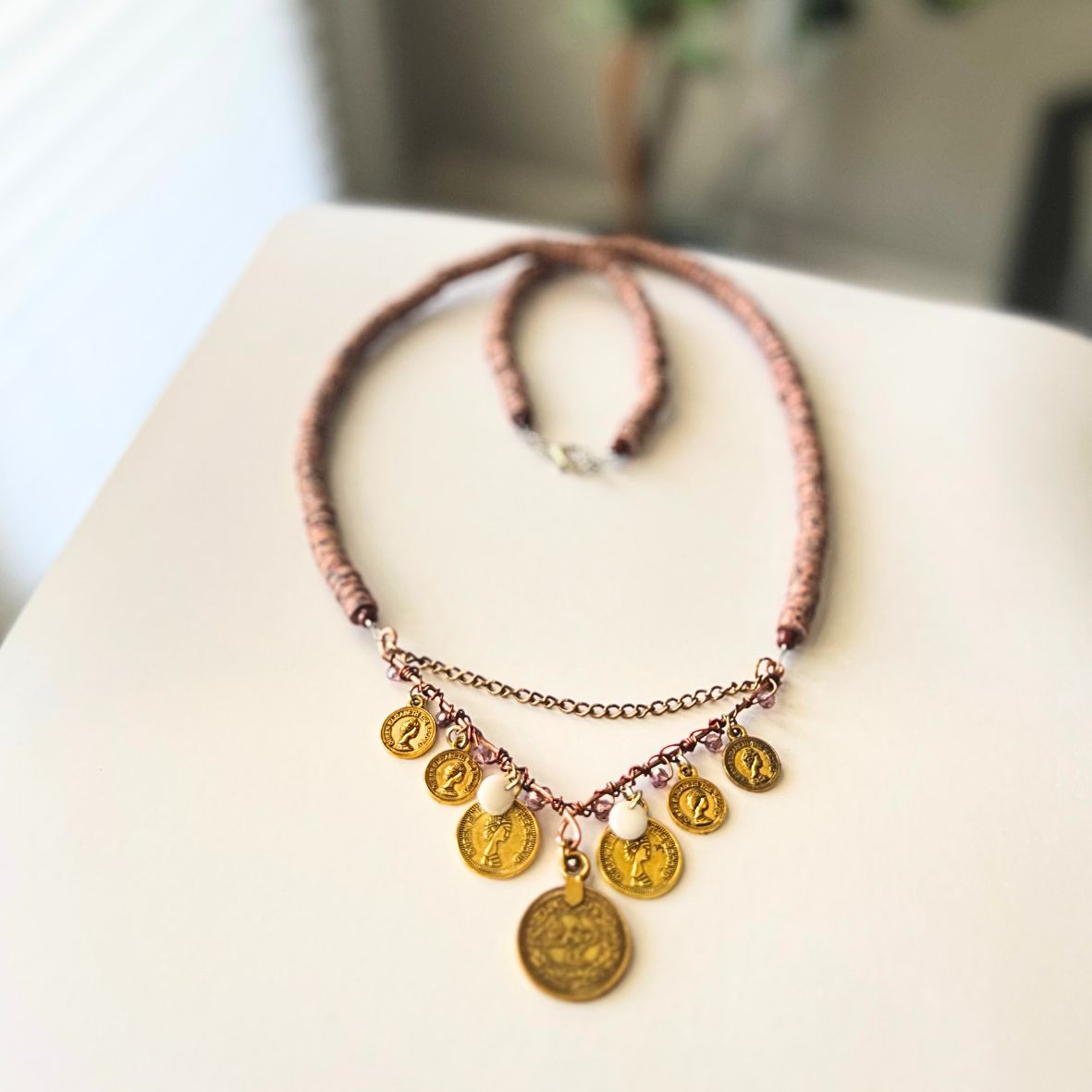 Bohemian Coin Heishi Necklace