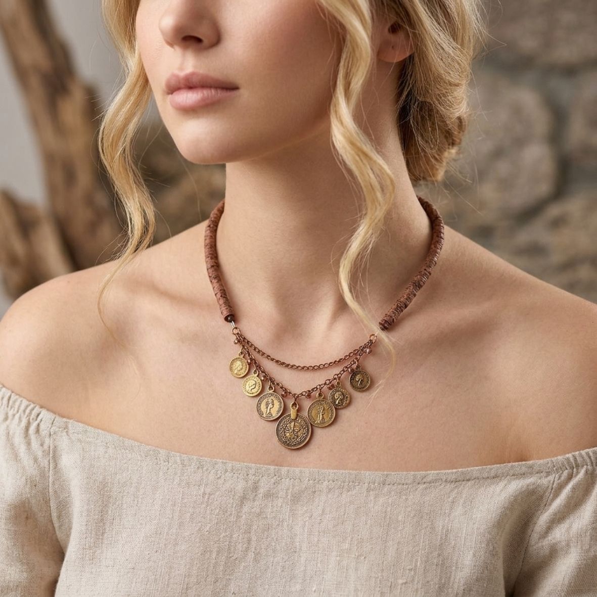 Bohemian Coin Heishi Necklace