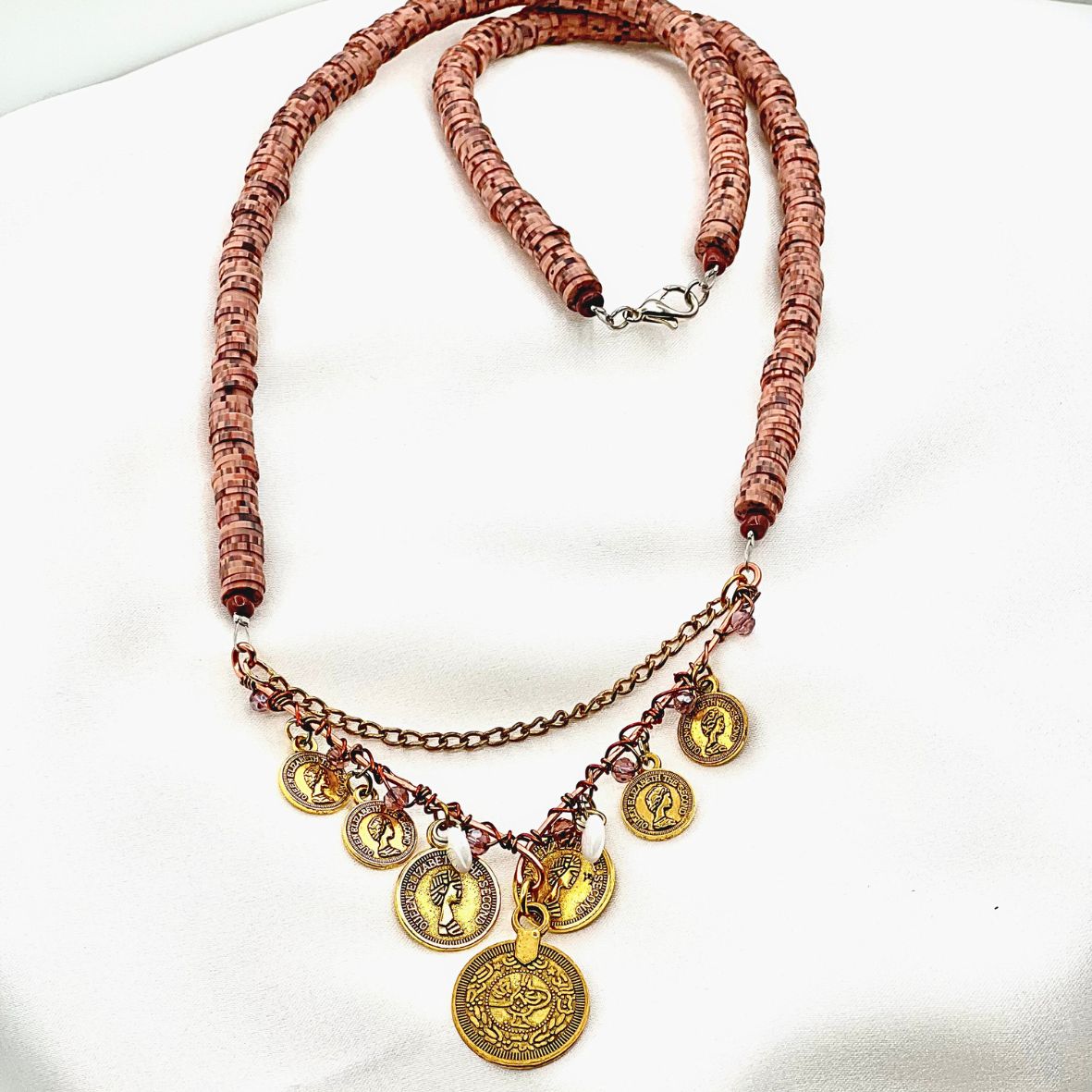 Bohemian Coin Heishi Necklace