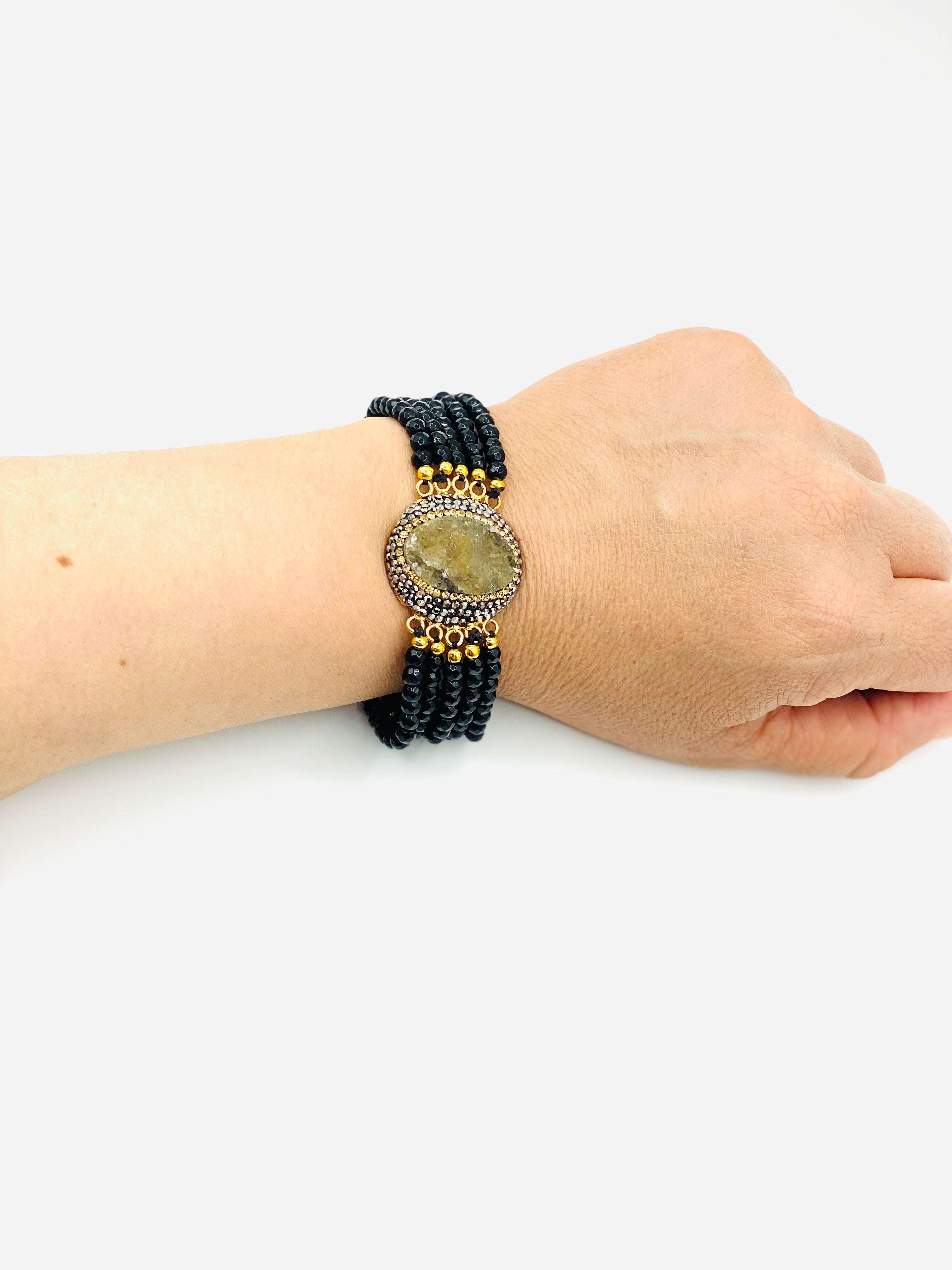 Gem and Crystal Beaded Bracelet