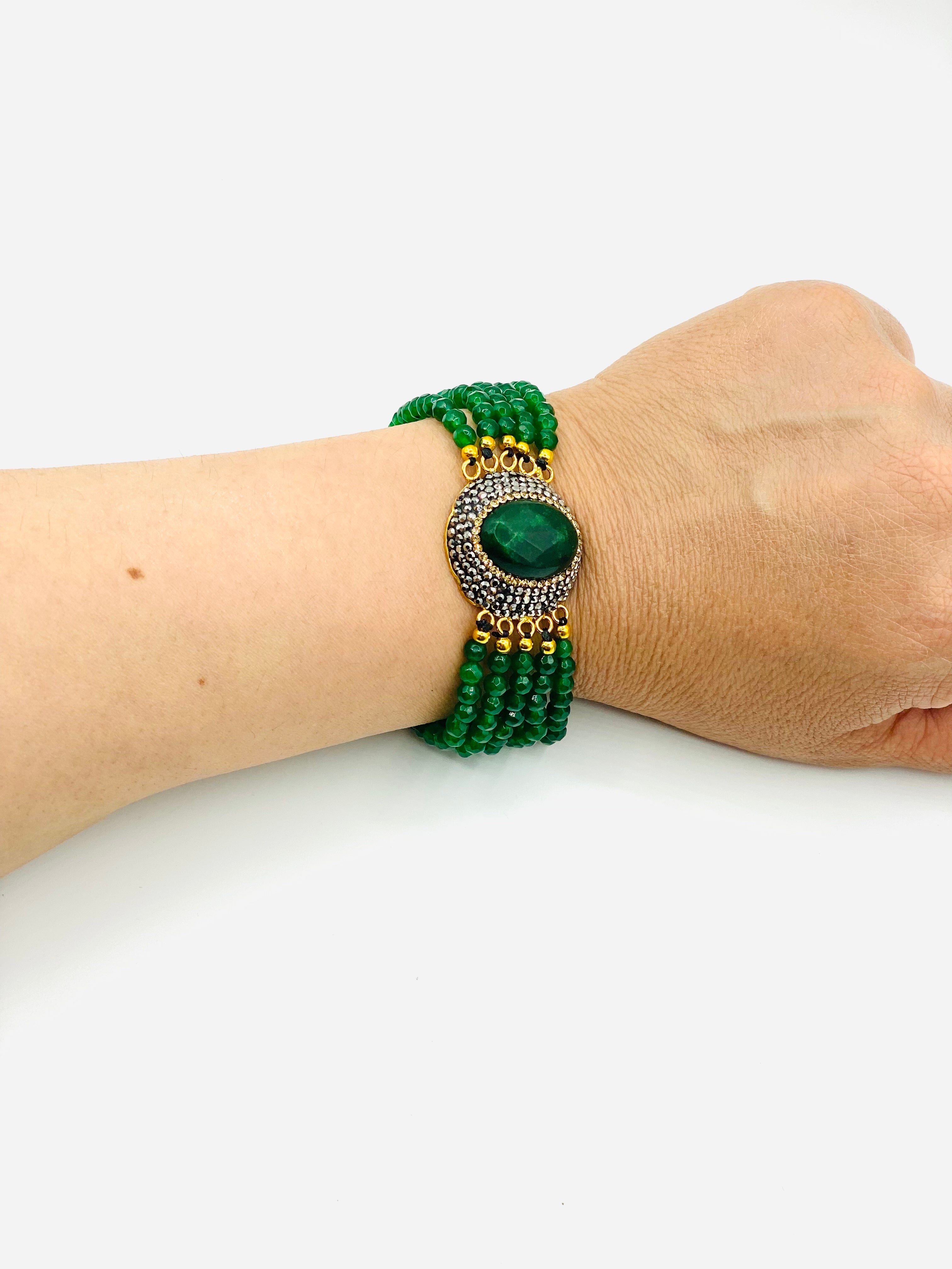 Gem and Crystal Beaded Bracelet