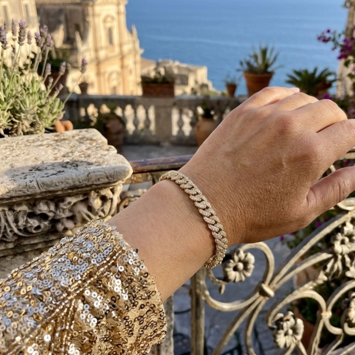German Silver and Cubic Zirconia Tennis Bracelet