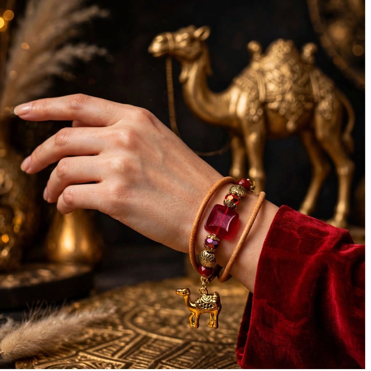 Kasia Leather and Czech Glass Wrap Bracelet