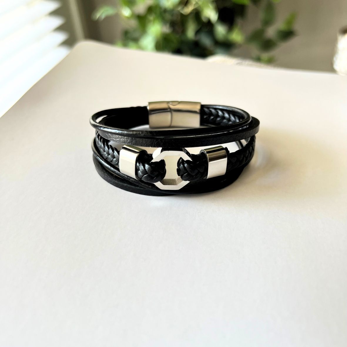 Multi Layer Buckle Men's Leather Bracelet