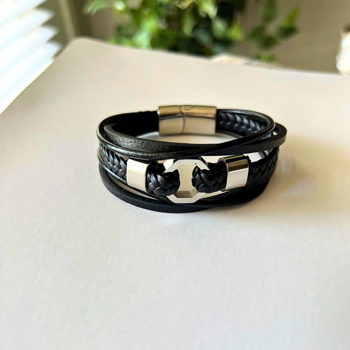 Multi Layer Buckle Men's Leather Bracelet