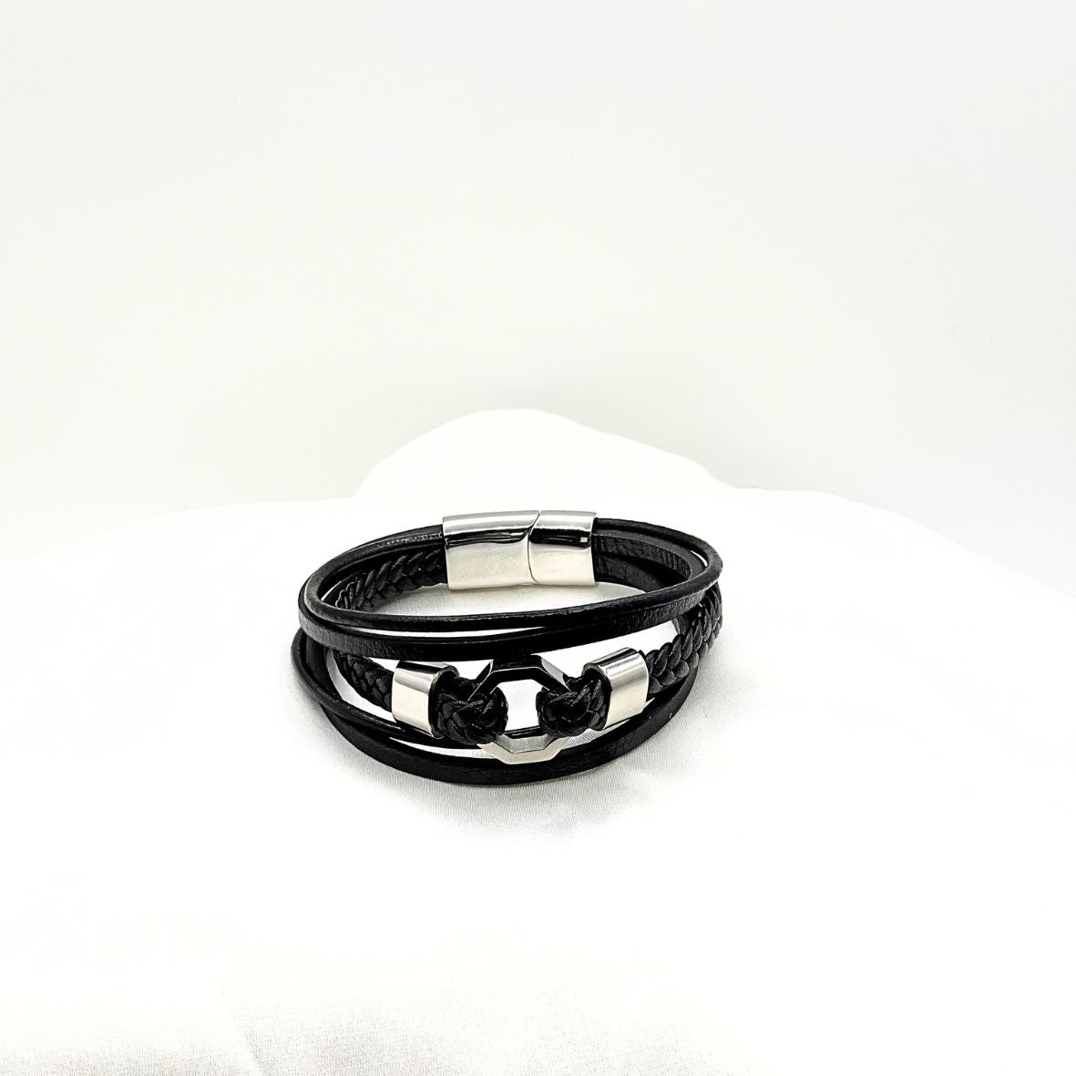 Multi Layer Buckle Men's Leather Bracelet