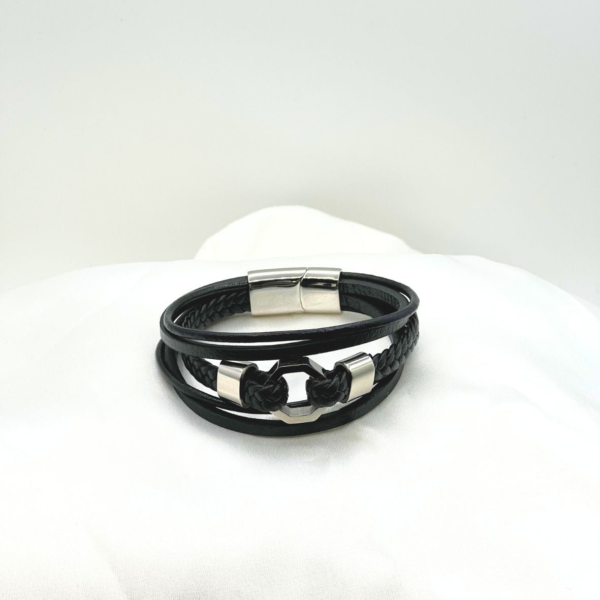 Multi Layer Buckle Men's Leather Bracelet