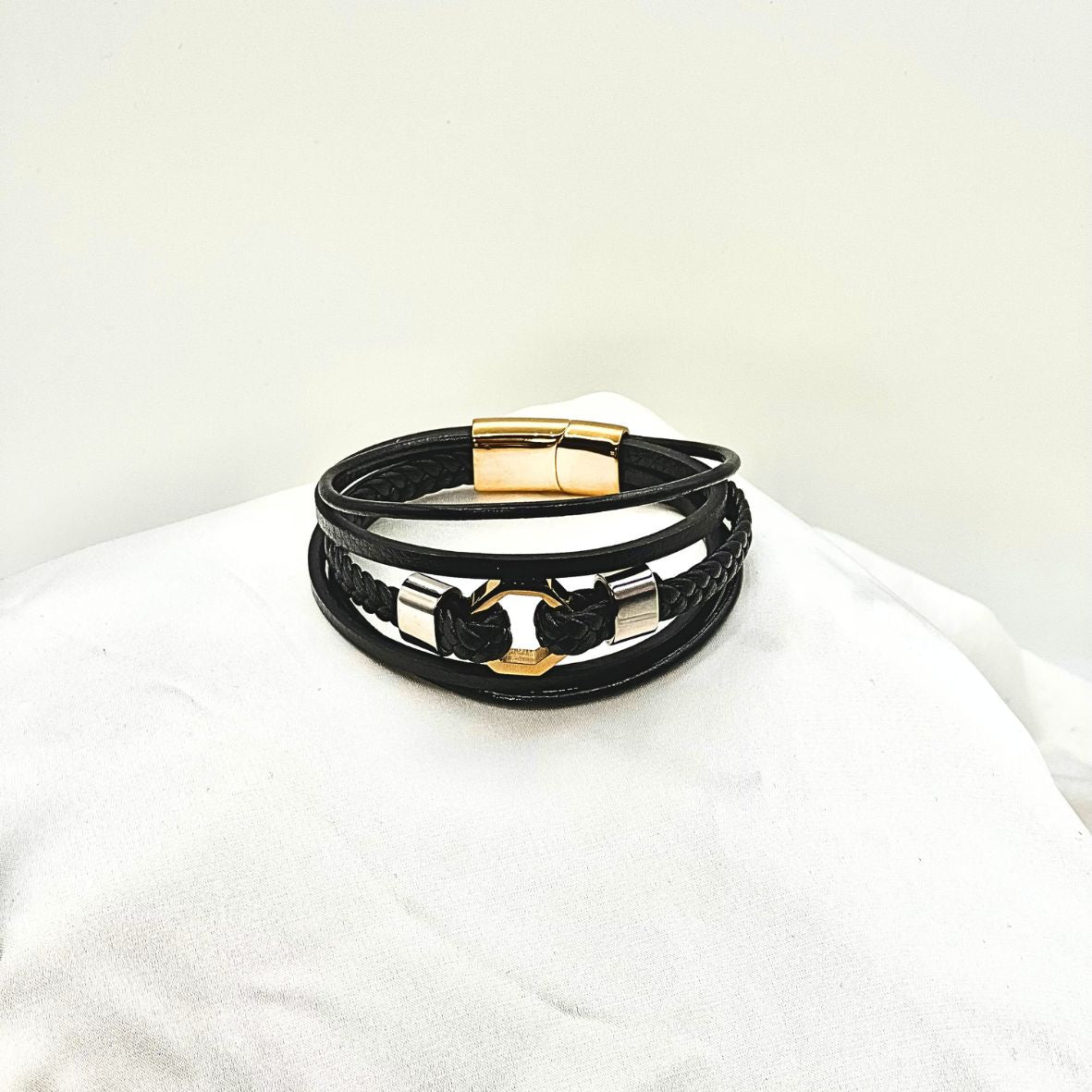 Multi Layer Buckle Men's Leather Bracelet