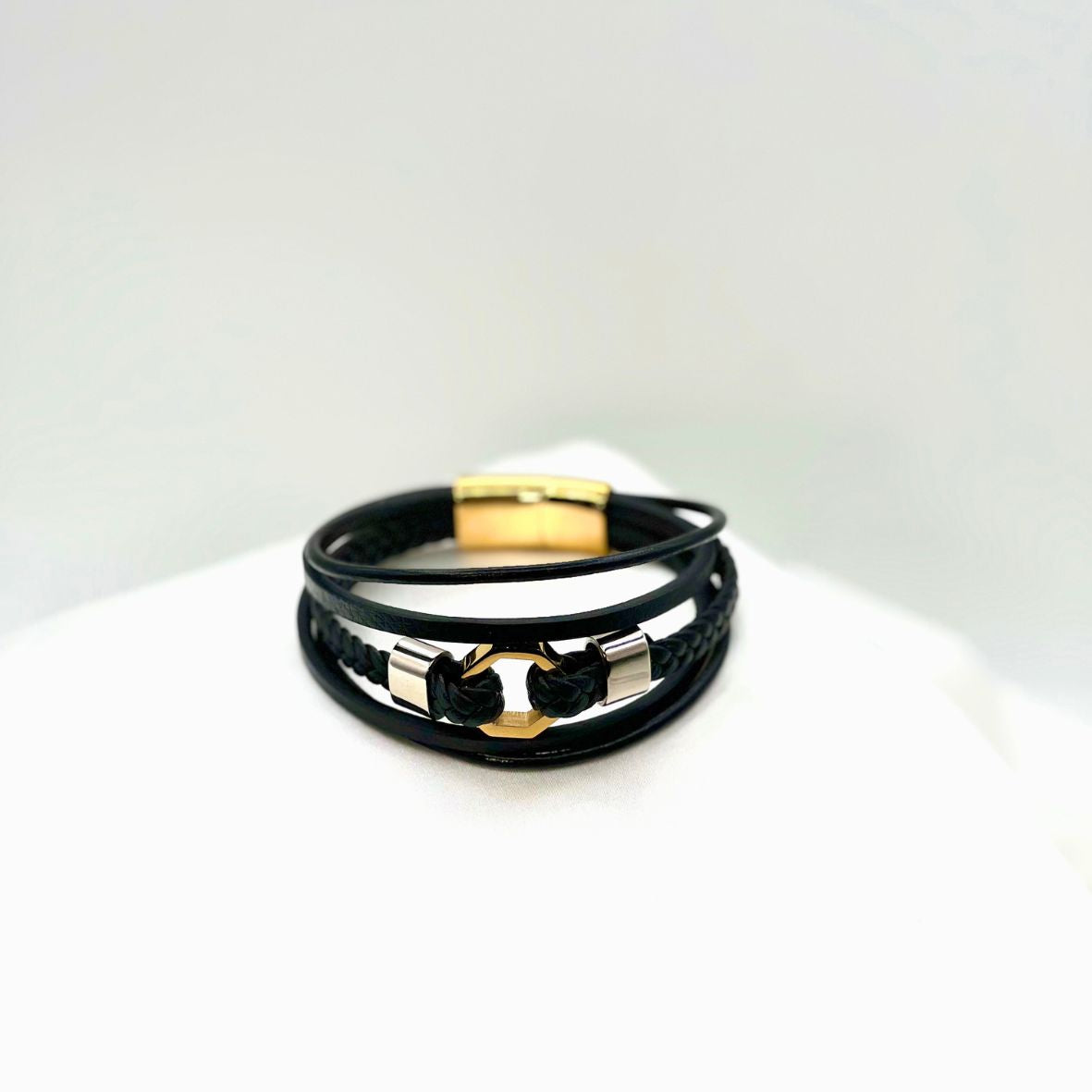 Multi Layer Buckle Men's Leather Bracelet