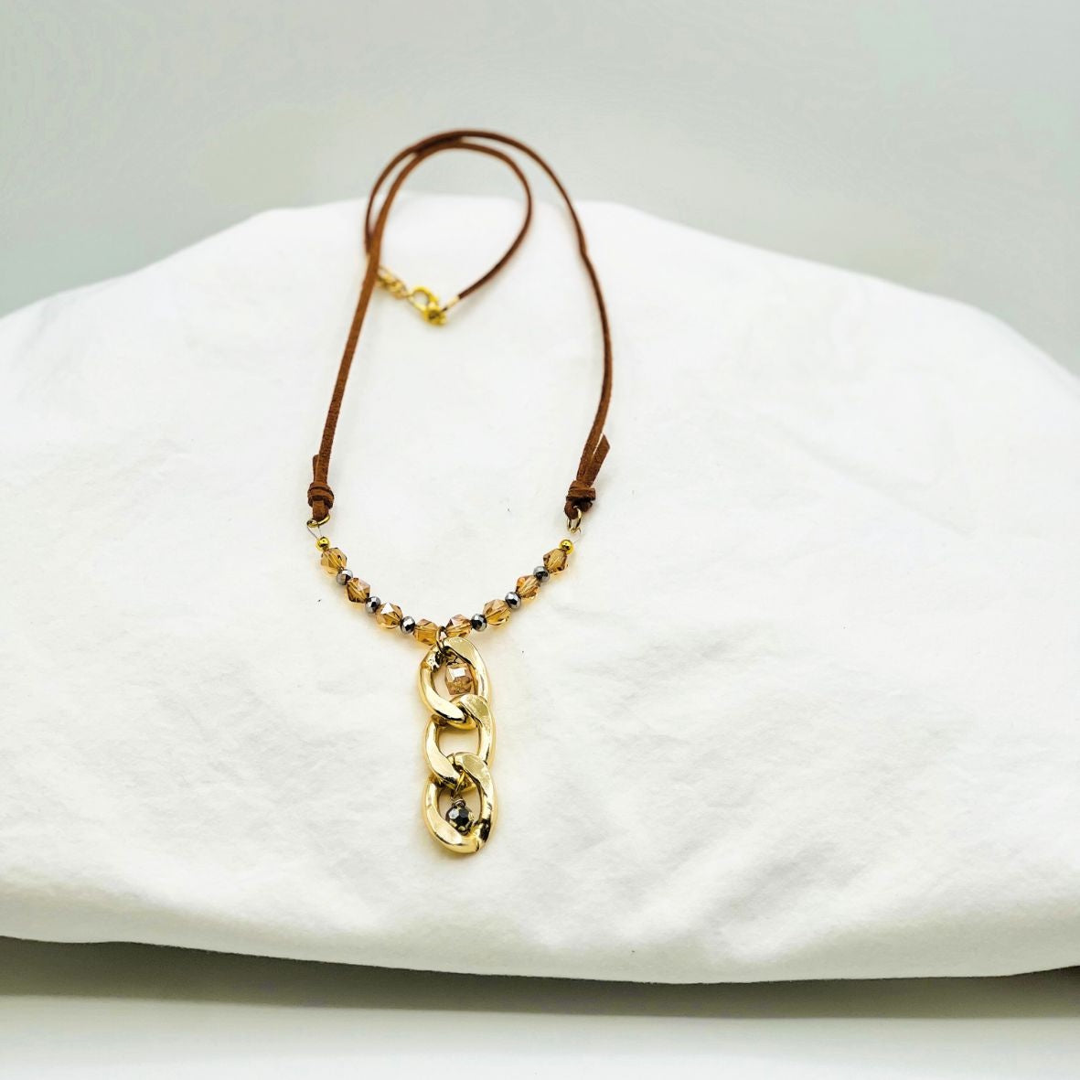 Curb Chain Suede Necklace