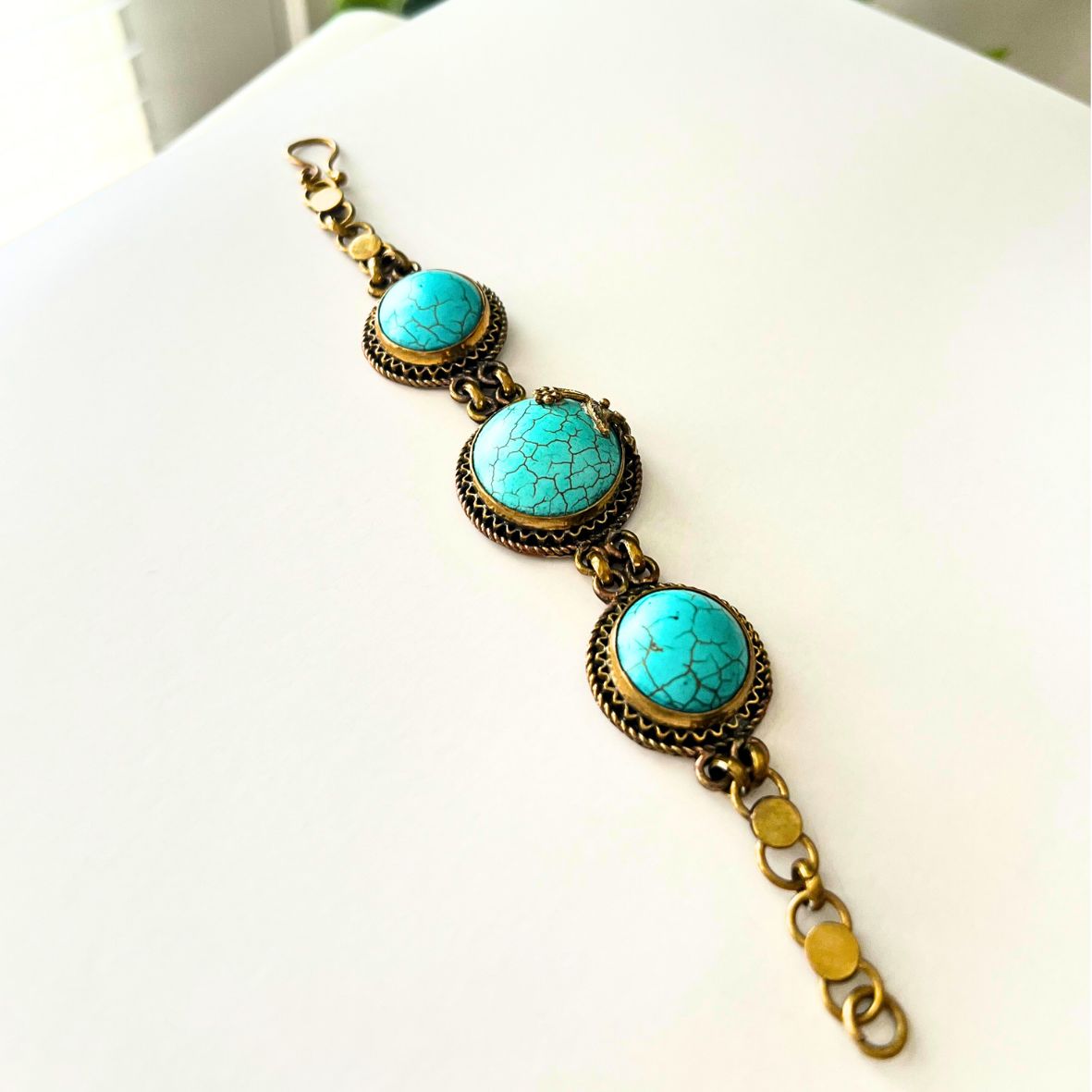 Vintage Brass Hamsa Bracelet