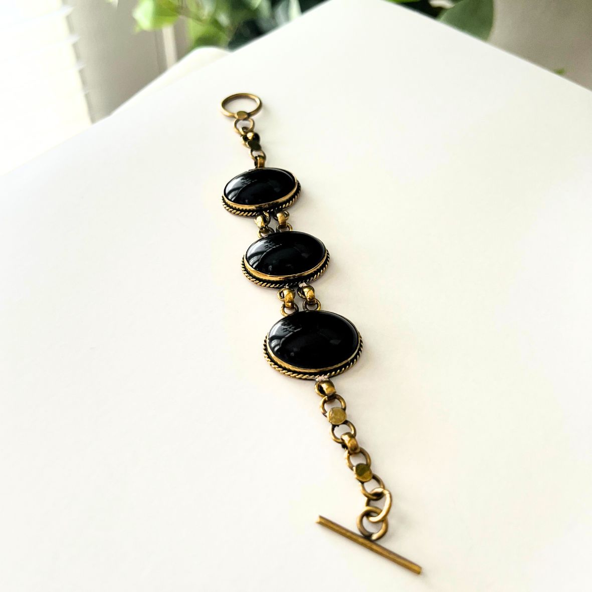 Vintage Brass Hamsa Bracelet