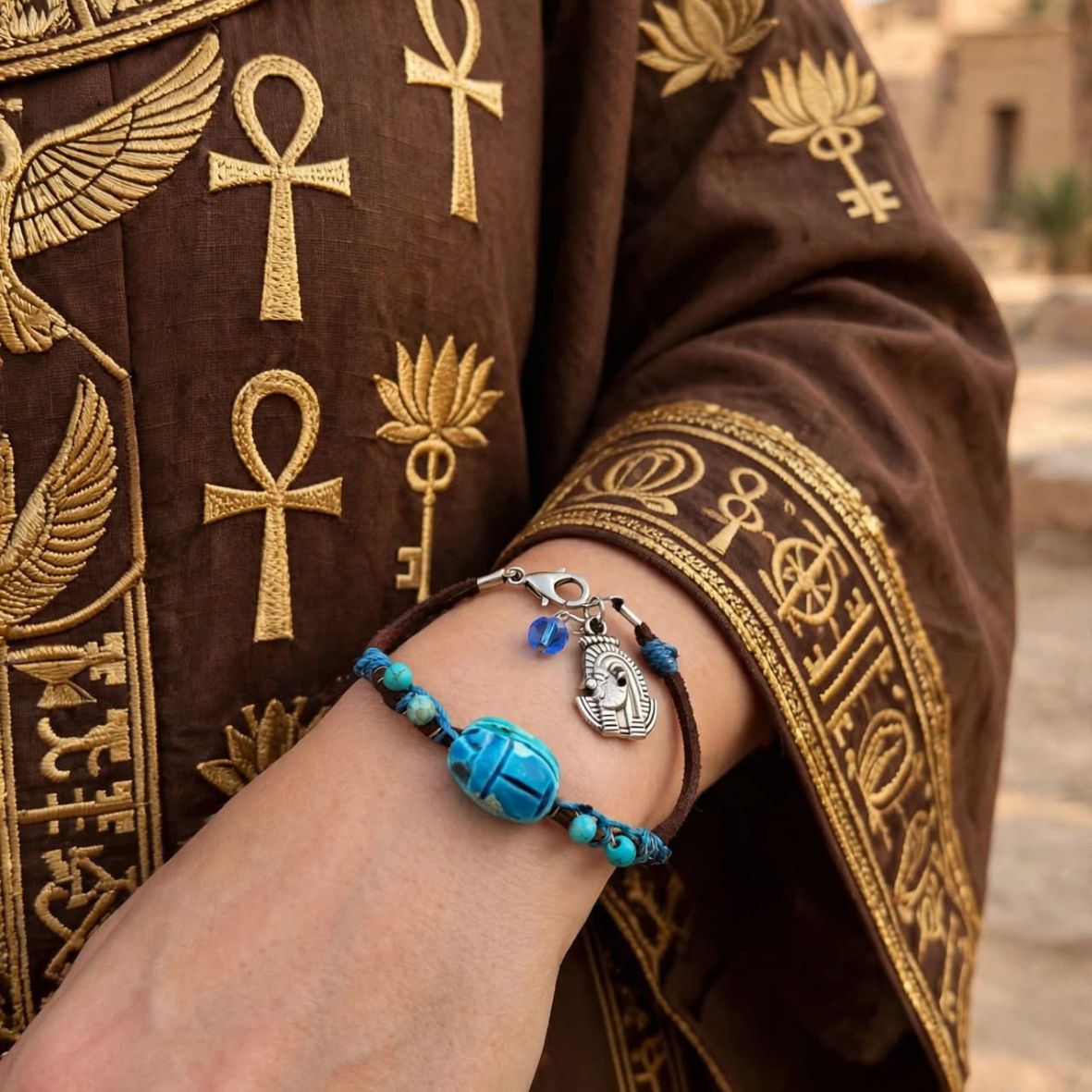 Scarab Beetle Suede Bracelet