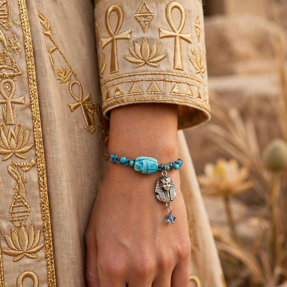 Scarab Beetle Suede Bracelet