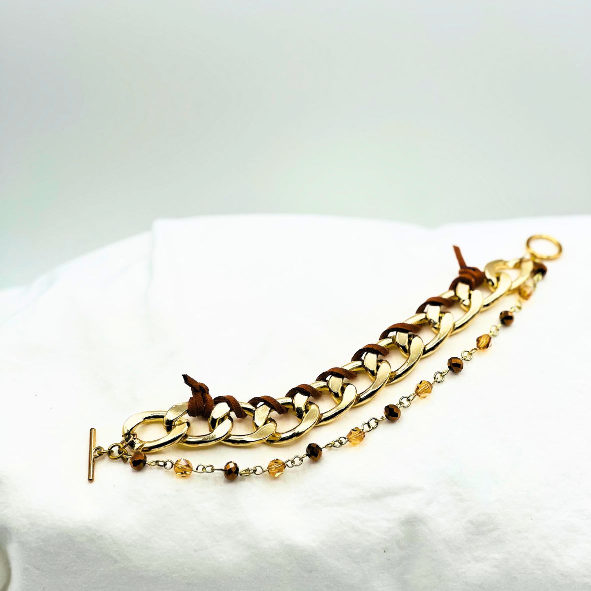 Curb Chain Suede Bracelet
