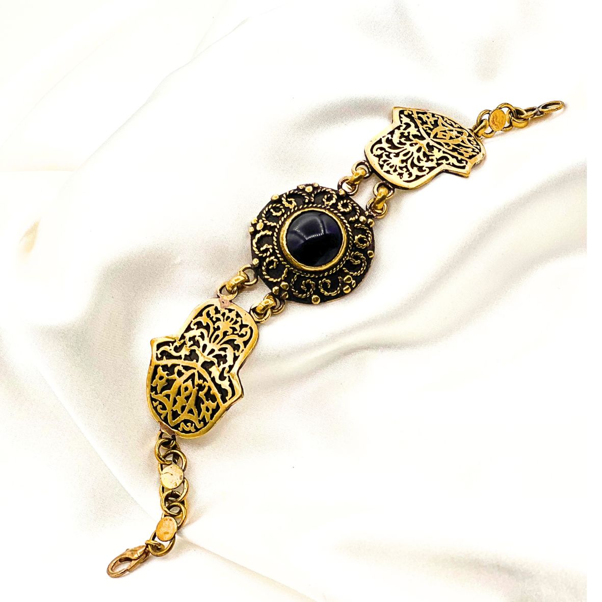 Vintage Brass Hamsa Bracelet