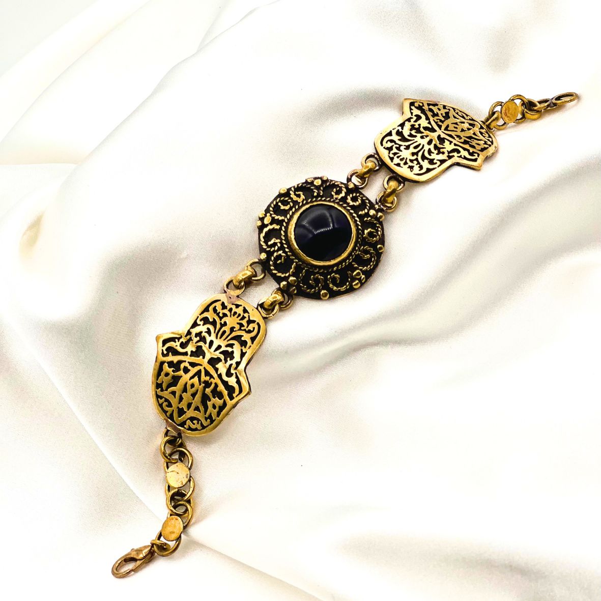 Vintage Brass Hamsa Bracelet