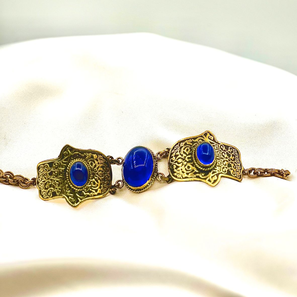 Vintage Brass Hamsa Bracelet