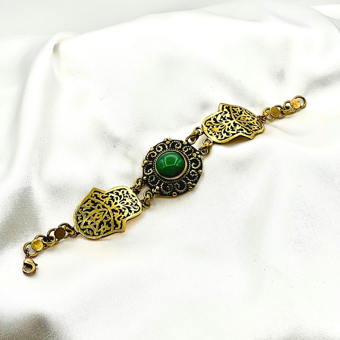 Vintage Brass Hamsa Bracelet