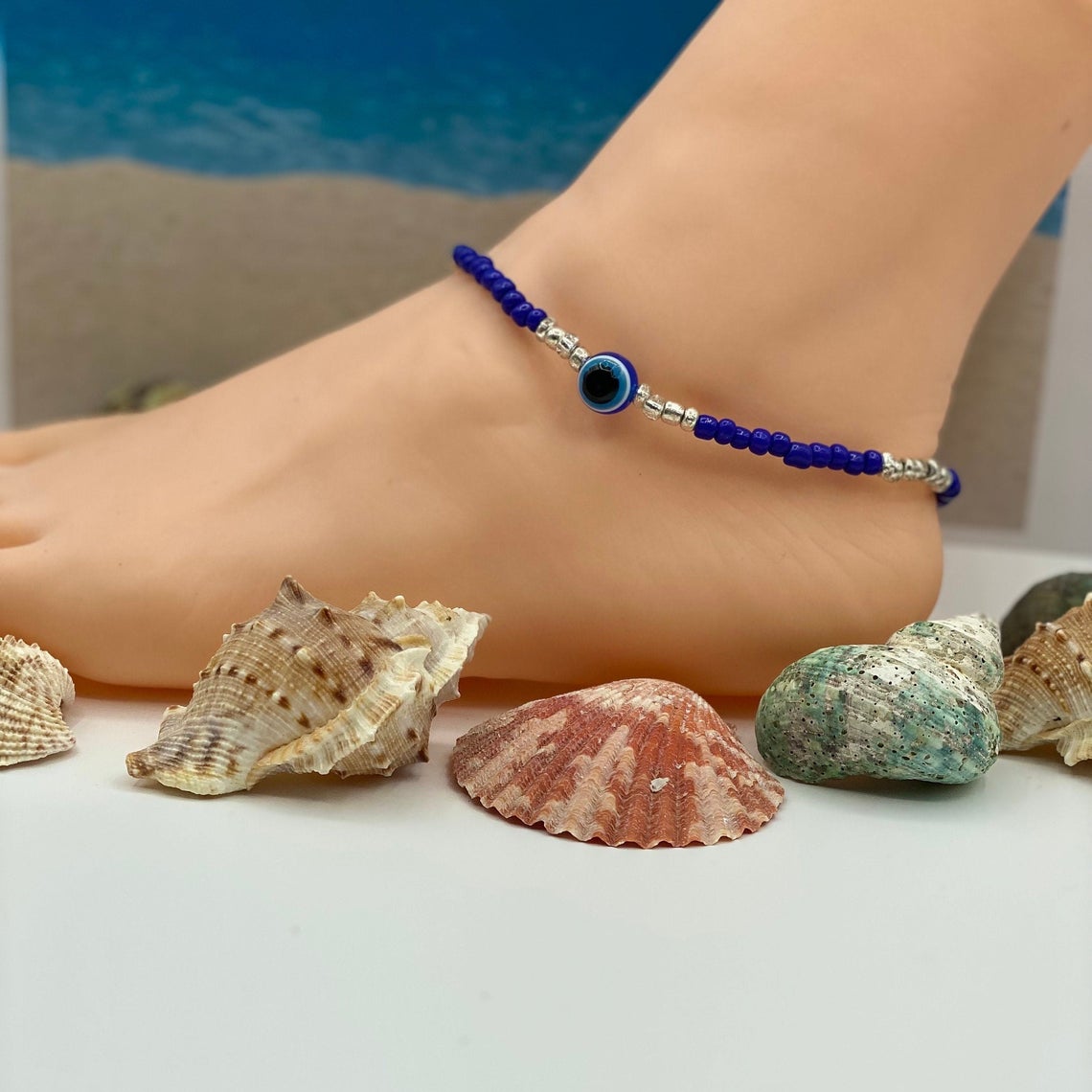 Ocean Beaded Anklet