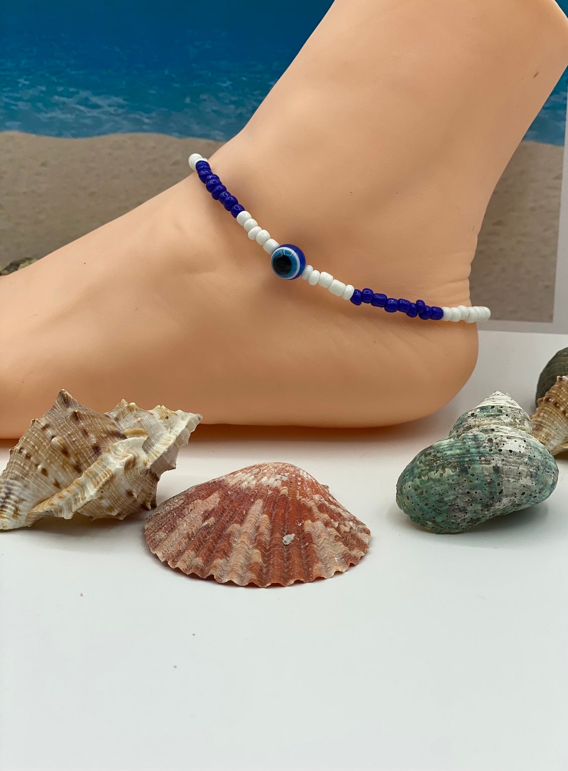 Ocean Beaded Anklet